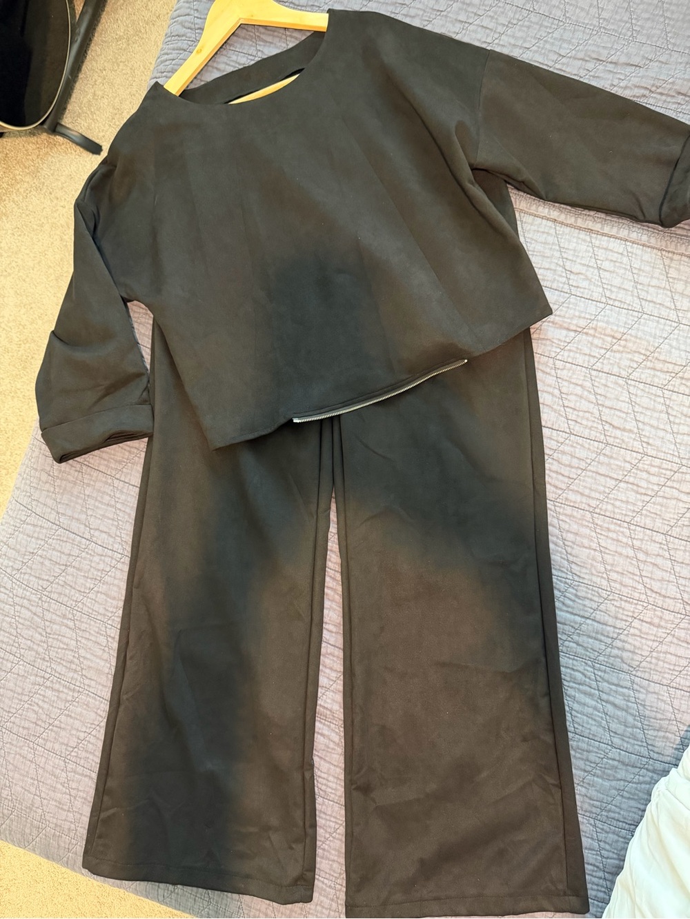Source Unknown Black Wide-Leg Pantsuit Two-Piece Set